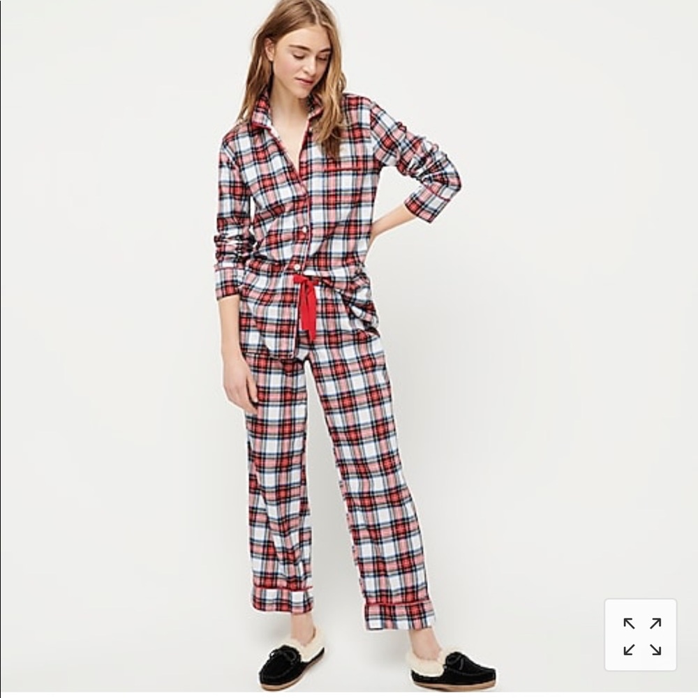 Flannel pajama set in white-out plaid